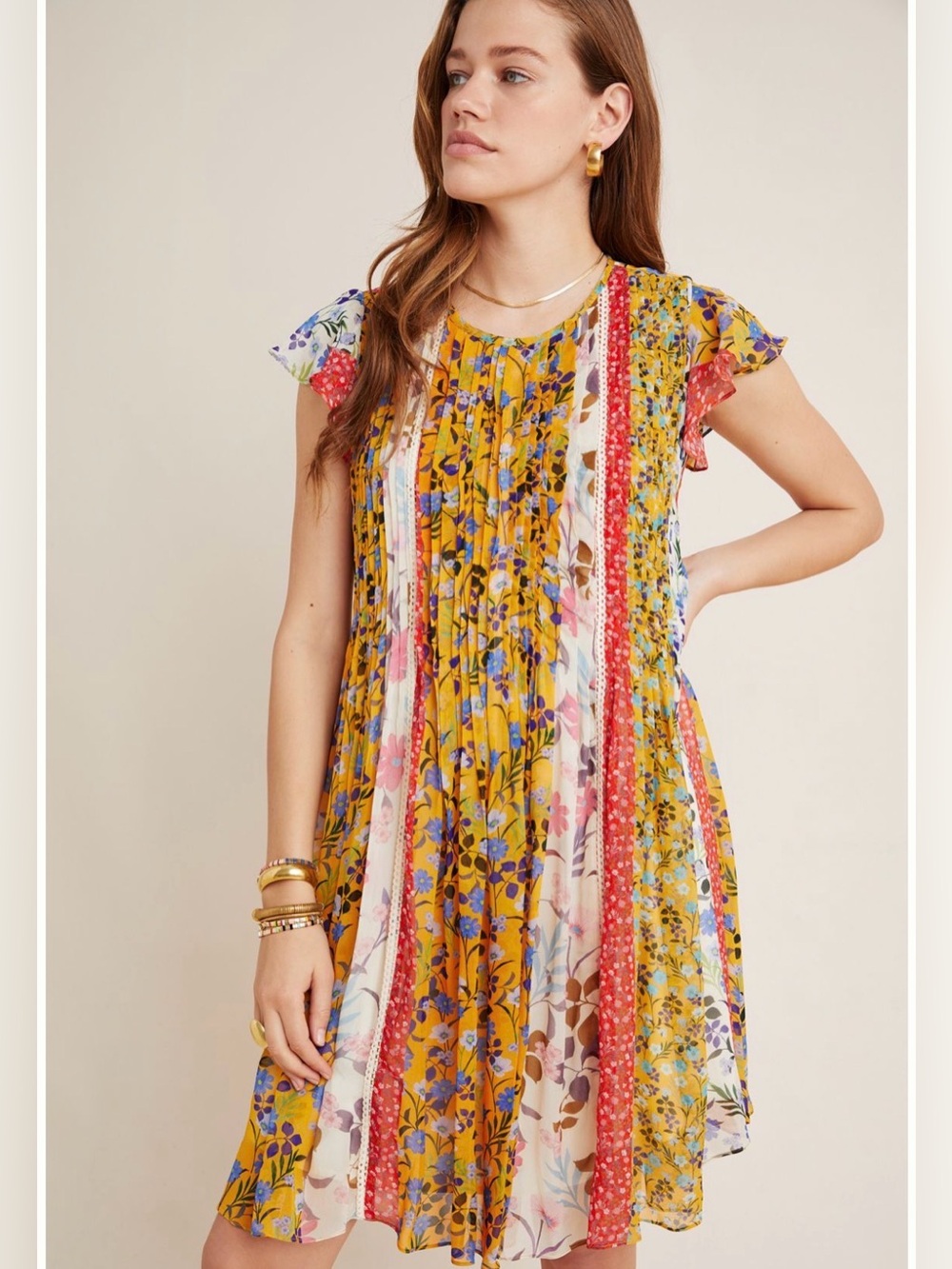 Anthropologie Varun Bahl Taylor Pintucked Mini Dress Sz XS